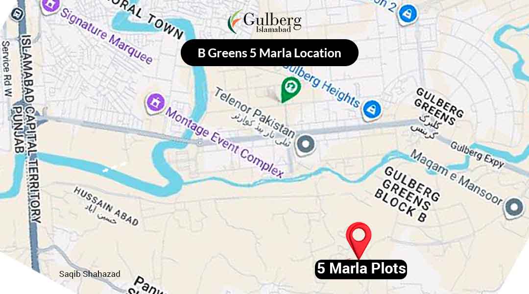 Location of 5 Marla Plots in B Block Gulberg Greens